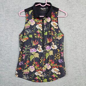 Foray Golf Women’s Floral 1/2 Button Sleeveless Laser Cut Logo Golf Tennis Top S